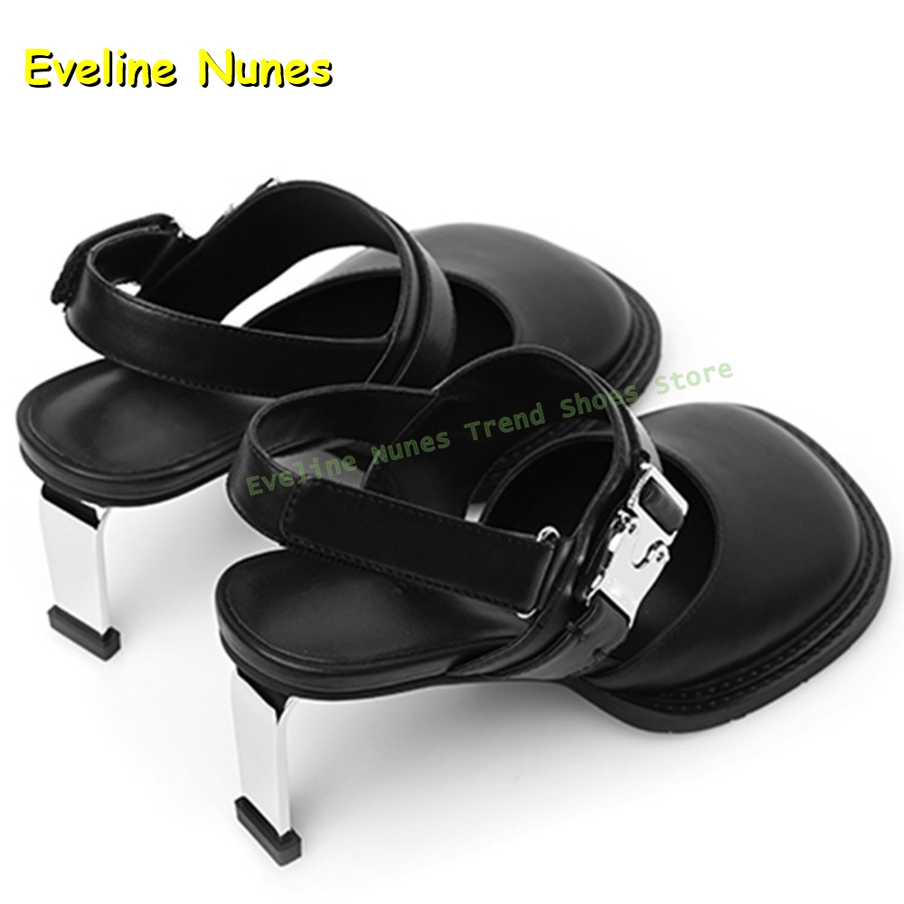 Women's Black Square Toe Buckl - Sandals ulasan dan harga