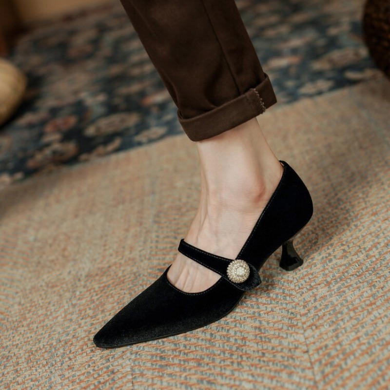 Wine Red Pointed Toe Mary Jane - Heels ulasan dan harga