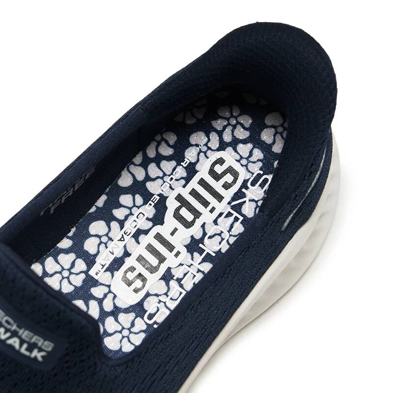 Skechers 125644-NVW Ladies Sli - Knit Fabric Lace Up Sneakers ulasan dan harga